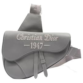 Christian Dior-Christian Dior 1947 Saddle Bag Grey Leather OS-Grey