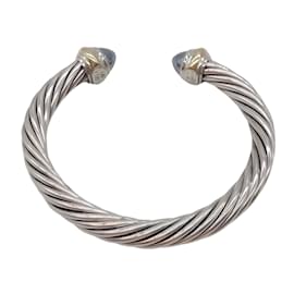 David Yurman-David Yurman Sterling / 14K Classic Cable Bracelet-Silvery