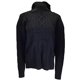 Autre Marque-Tao by Comme des Garcons Black Hooded Cable Knit Sweater-Black