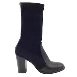 Jo Ghost 3206 Italian Navy Blue Leather Ankle Boots with Zippers