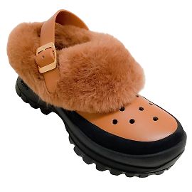 Stella Mc Cartney Stella McCartney Braune perforierte Trace-Clogs aus Kunstpelz Braun
