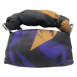 Dries Van Noten-Dries van Noten Schwarze Tasche aus Puffleder mit Griff oben und Multi-Handschuh-Print-Mehrfarben