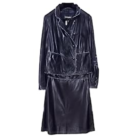 Chanel-Leather skirt suit-Navy blue,Dark blue