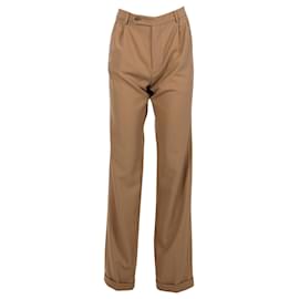 Gucci-Calça Gucci Straight-Leg em Lã Marrom-Marrom