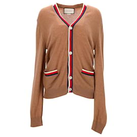 Gucci-Gucci Button-Front Cardigan in Brown Cashmere-Brown