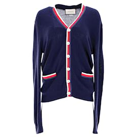 Gucci-Gucci Button-Front Cardigan in Navy Blue Cashmere-Blue,Navy blue