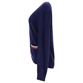 Gucci-Gucci Button-Front Cardigan in Navy Blue Cashmere-Blue,Navy blue