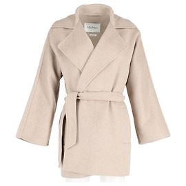 Max Mara Matera Gabardina corta con cinturón en cachemir beige Beige