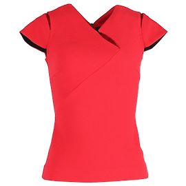 Roland Mouret Asymmetric Cap-Sleeve Top in Red Polyester Red
