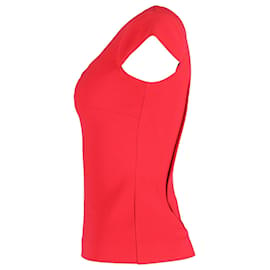 Roland Mouret-Roland Mouret Asymmetric Cap-Sleeve Top in Red Polyester-Red