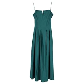 Reformation-Reformation Square Neck Midi Dress in Green Organic Cotton-Green,Olive green