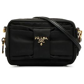 Borsa a tracolla Prada in tessuto Fiocco nero con fiocco Nero
