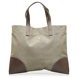 Prada-Prada Brown Canvas Tote Bag-Brown,Khaki