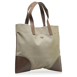 Prada-Prada Brown Canvas Tote Bag-Brown,Khaki