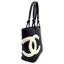 Chanel Cambon Ligne 2006 Quilted White CC On Black Bowling Bag