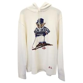 Ralph Lauren-Suéter com capuz Polo Ralph Lauren Ski Polo Bear em lã creme-Branco,Cru