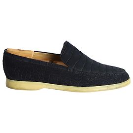Loro Piana Summer Walk Mocassins com relevo de crocodilo em couro preto Preto
