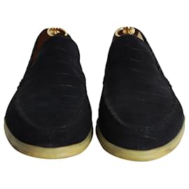 Loro Piana-Loro Piana Summer Walk Croc-Embossed Loafers in Black Leather-Black