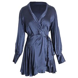 Zimmermann Wrap Dress in Navy Silk Navy blue