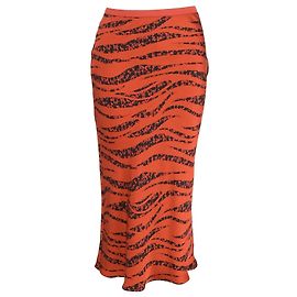 Anine Bing Upperr Print Midirock aus orangefarbener Seide Andere Orange