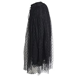 Dolce & Gabbana-Dolce & Gabbana Tulle Point D'esprit Midi Skirt in Black Polyamide-Black
