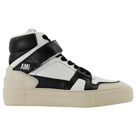 Ami-Hohe ADC-Sneaker aus weißem und schwarzem Leder-Andere,Python drucken