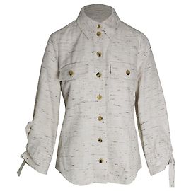 Chloé Chloe Button-Down Shirt in Cream Linen White Cream