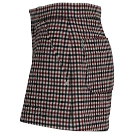 Chloé-Chloe High-Rise Checked Shorts in Brown Wool-Brown