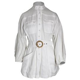 Zimmermann Belted Romper in White Linen White