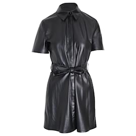 Nanushka-Nanushka Bleted Mini Dress in Black Polyurethane -Black