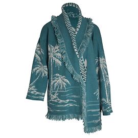 Alanui-Cardigan „Surrounded by the Ocean“ aus blauem Kaschmir Blau