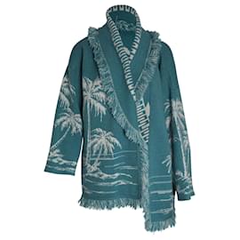 Alanui-Alanui "Surrounded by the Ocean" Cardigan in Blue Cashmere-Blue