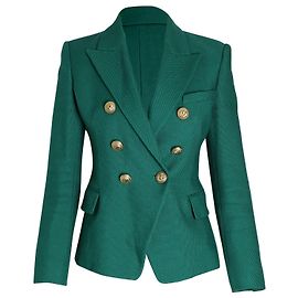 Blazer com peito forrado Balmain em algodão verde Verde