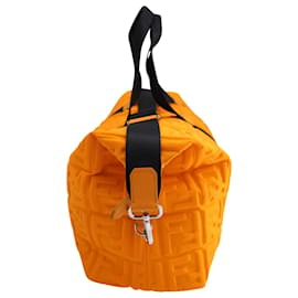 Fendi-Fendi Allover Embossed Logo Duffle Bag in Orange Nylon-Orange