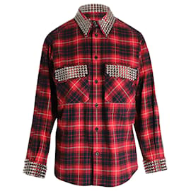 Gucci-Gucci Studded Button-Up Plaid Shirt in Multicolor Cotton-Multiple colors