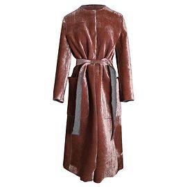 Bottega Veneta Belted Coat in Light Pink Crushed Velvet Pink