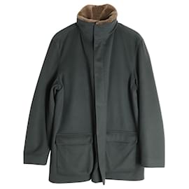 Loro Piana-Loro Piana Winter Voyager Vicuña Storm System Jacket in Olive Green Suede-Green,Olive green