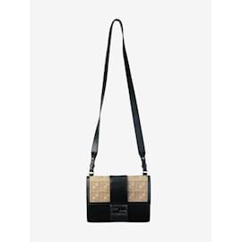 Fendi-Black Zucca leather shoulder bag-Black