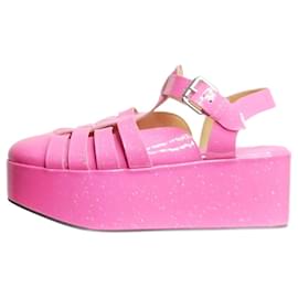 Loewe-Pink sparkly leather platform sandals - size EU 38-Pink