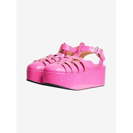 Loewe-Pink sparkly leather platform sandals - size EU 38-Pink