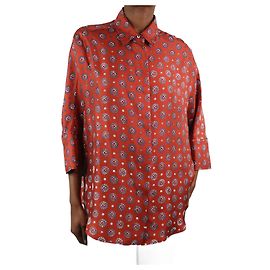 Alberto Biani Camicia rossa in seta stampa floreale - taglia IT 38 Rosso