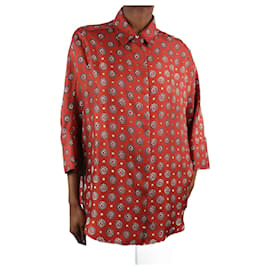 Alberto Biani-Red floral-printed silk shirt - size IT 38-Red