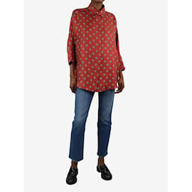 Alberto Biani-Red floral-printed silk shirt - size IT 38-Red