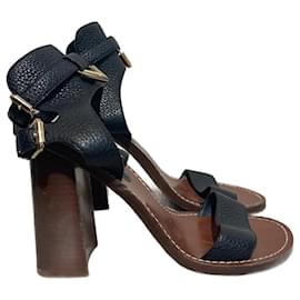 Louis Vuitton Leather sandals, fringe, 38IT. Black ref.918668 - Joli Closet