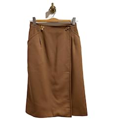 Hermès-HERMES  Skirts T.International L Wool-Camel