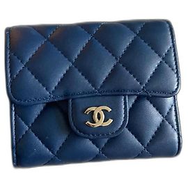 Chanel Timeless Wallet Dark Blue Leather Dark blue