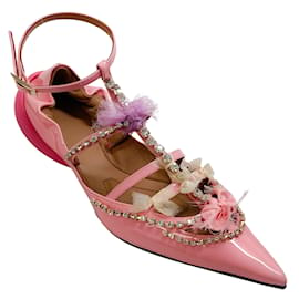 Autre Marque-13 09 SR Pinke verzierte Tootsy-Ballerinas aus Lackleder-Pink