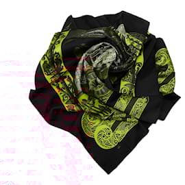 Hermès-Hermes Black L'Atlantide Silk Scarf-Black,Other