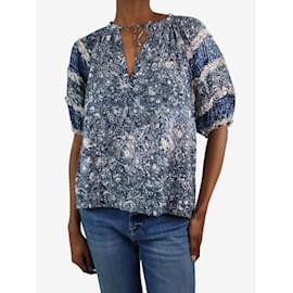 Ulla Johnson-Blue printed keyhole blouse - size US 6-Blue