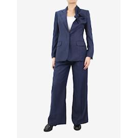 Gabriela Hearst-Completo blazer in cashmere blu e pantaloni con piega - taglia IT 40-Blu